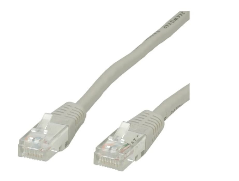 Kabel RJ45 10.0m - Patchkabel Kat.6 (Class E) UTP, grau, 10m