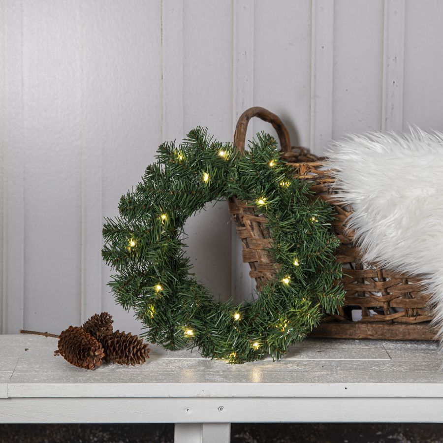 Kranz Dalbo - Indoor, Outdoor, Warmweiss, Grün