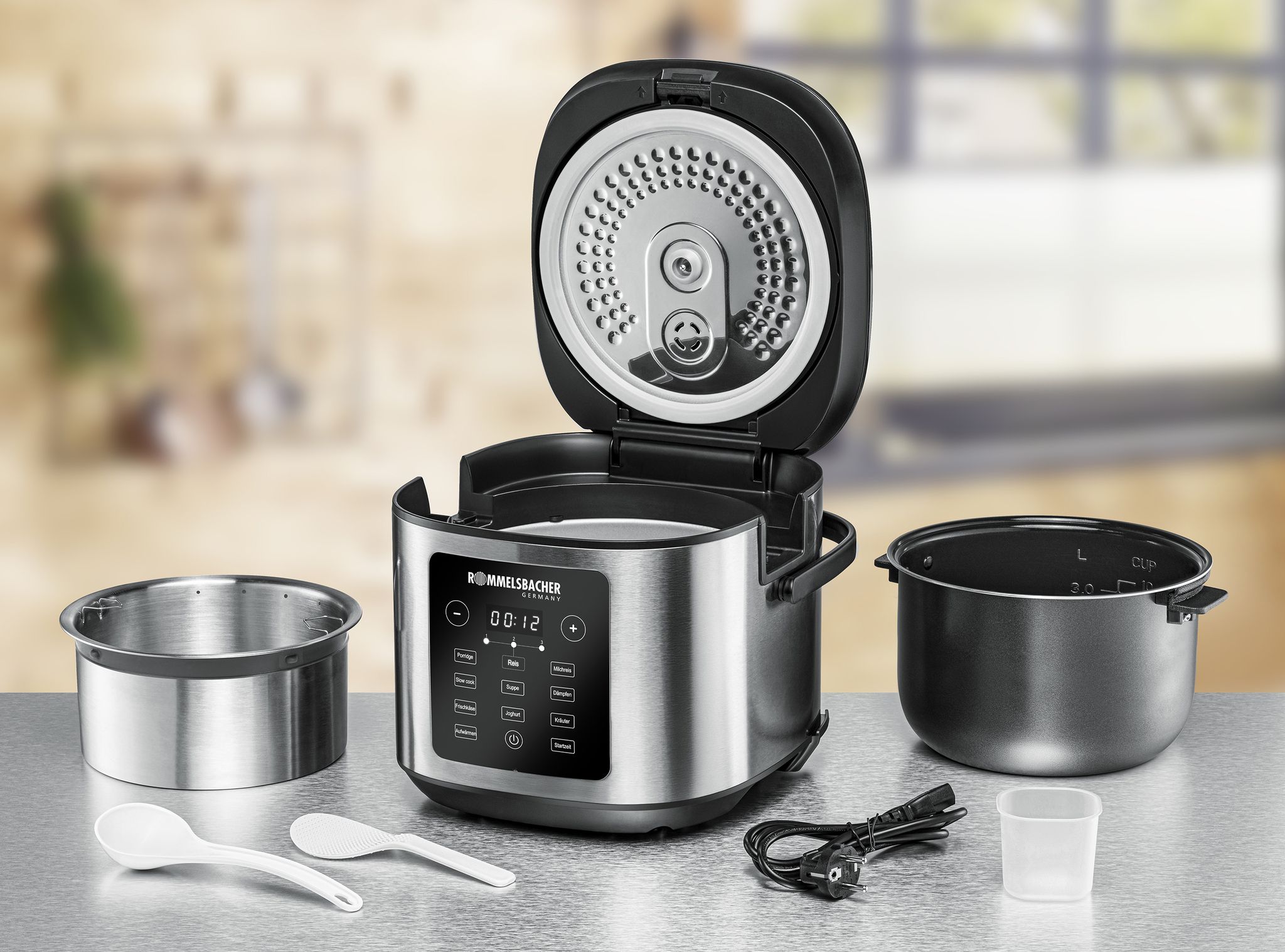 MULTI REISKOCHER MRK 950 - Multireiskocher, Edelstahl/schwarz, 860W