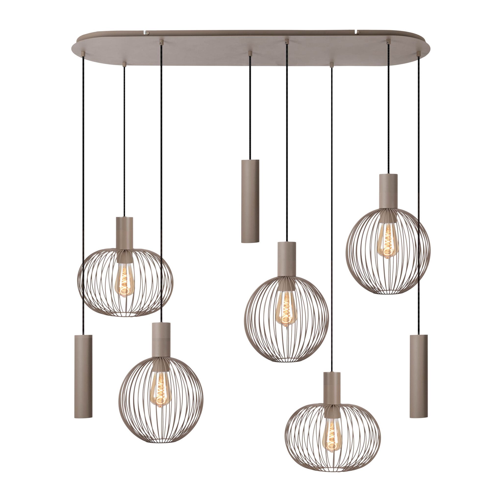 8er Pendelleuchte  TARELLIO  L: 122cm beige - IP20, E27, Beige