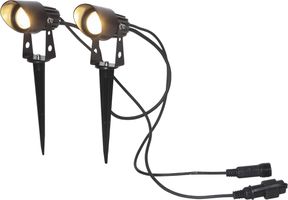 System 24 Extra, Garten-Spots 2er Set - Schwarz, Warmweiss