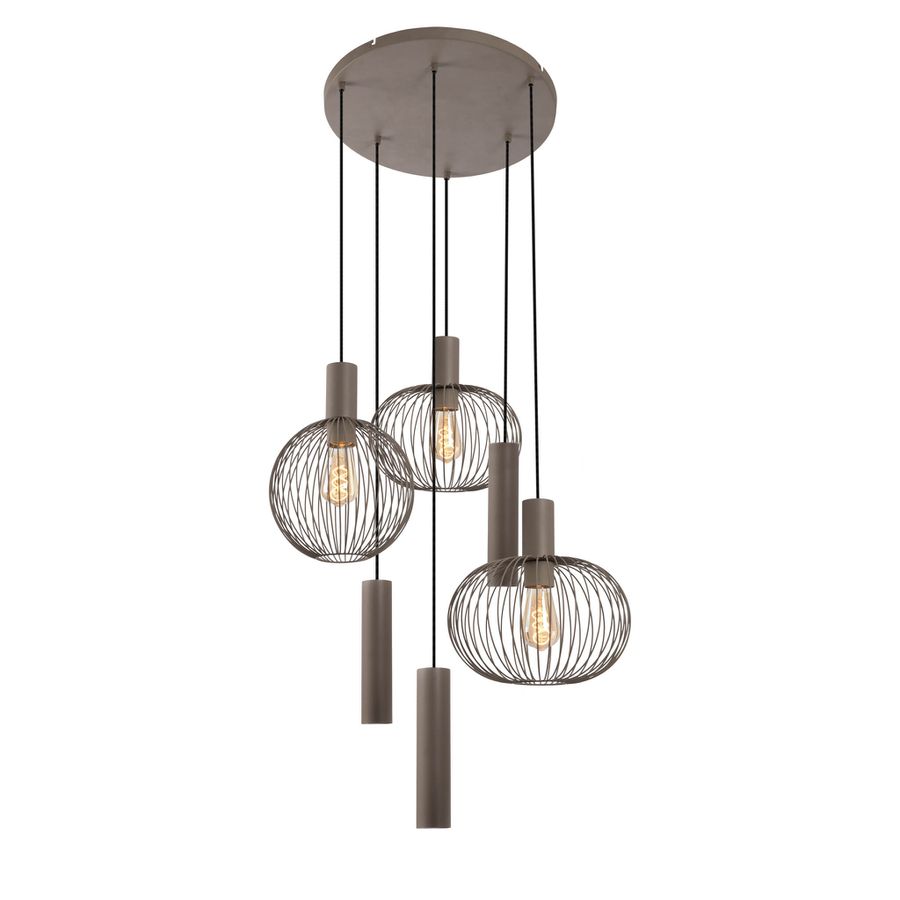 6er Pendelleuchte  TARELLIO  L: 62,4cm beige - IP20, E27, Beige