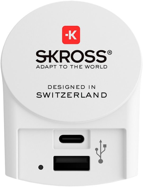 Euro USB Charger (AC) - Out: Schuko, 2-Pol EU, In: 1xUSB-A 12W, 1x USB-C 15W, max. 27W, weiss