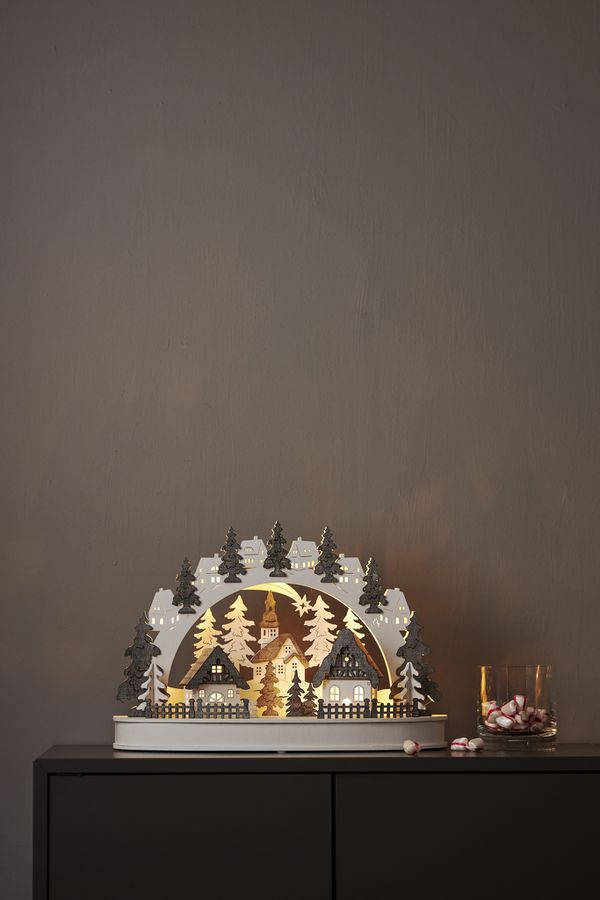 Kerzenleuchter Grauberg - IP20, Warmweiss, Grau