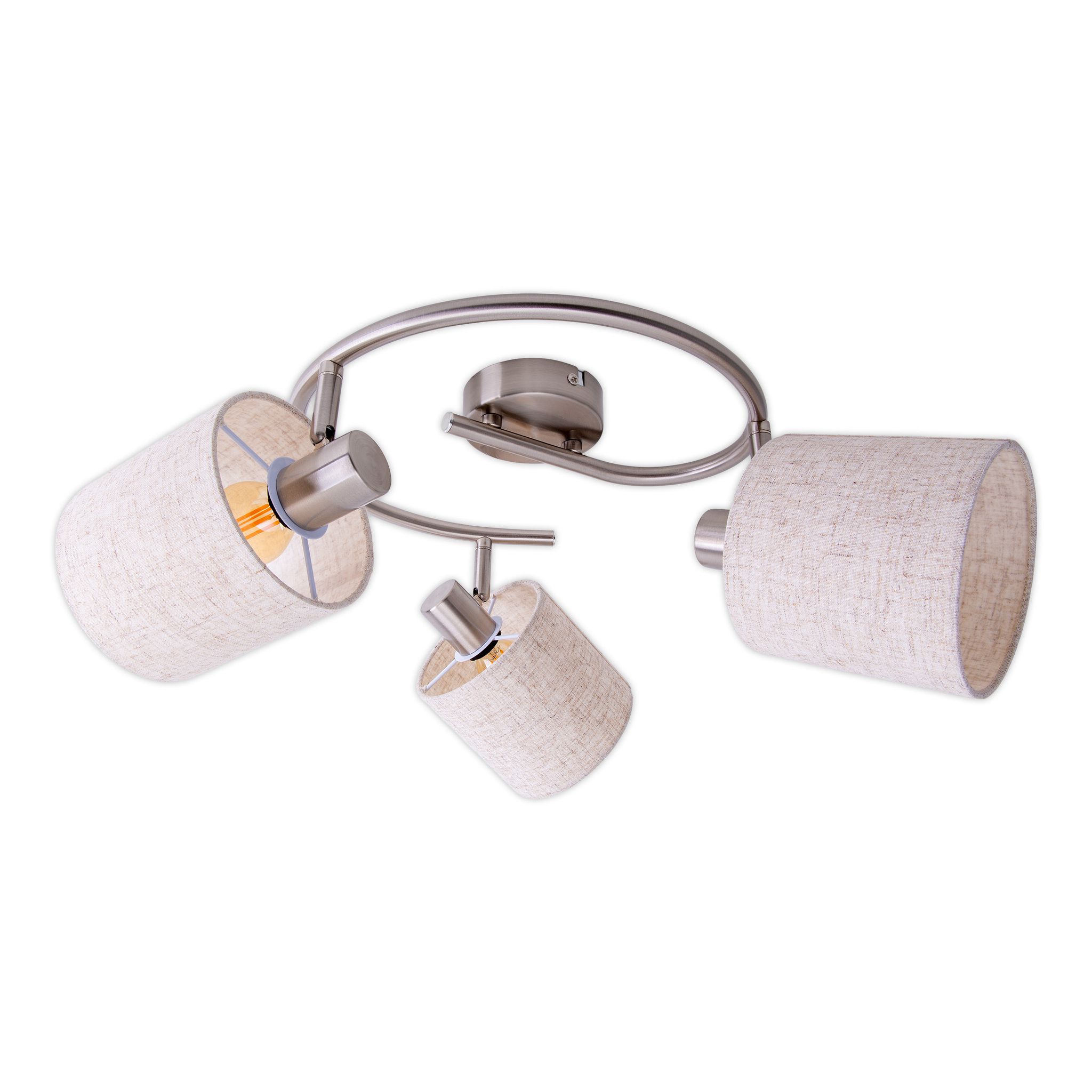 Deckenleuchte MARON (3er Spot) - E14, max. 3x40W, IP20, nickel + weiss, nicht dimbar, exkl. Leuchtmittel, D=520mm, H=210mm