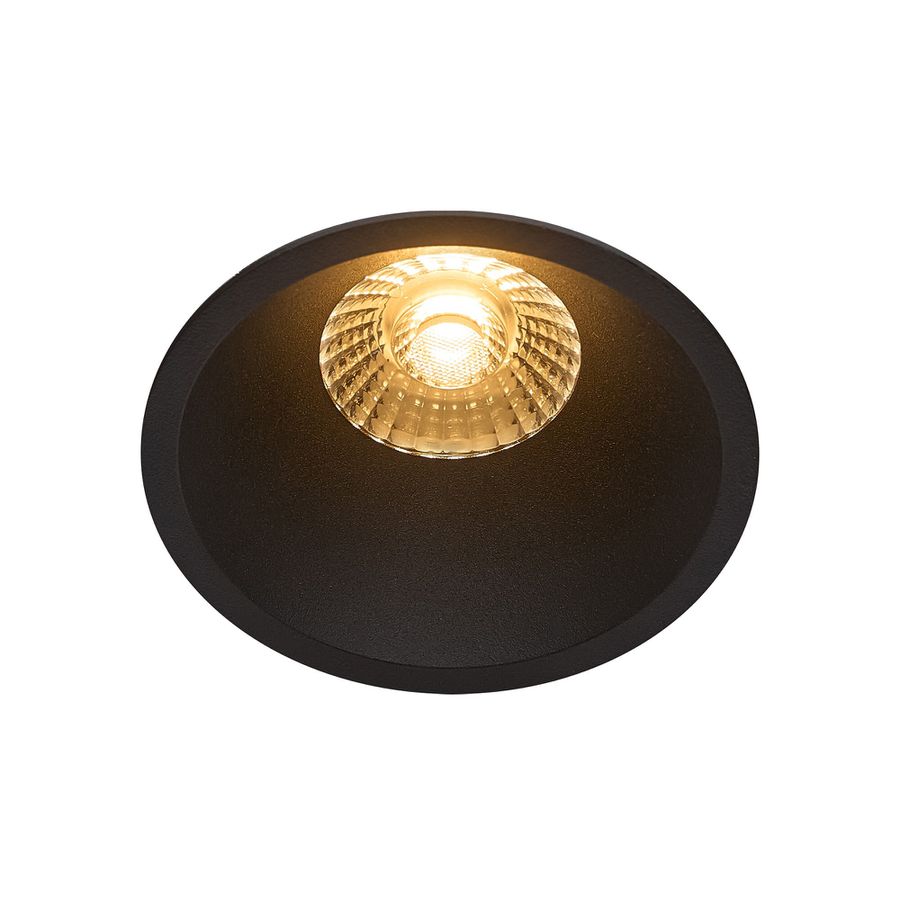LED Einbaudownlight ALBRIC - 8W, 535lm, 2700K, IP44, CRI 90, schwarz, dimmbar, D=90mm, H=49mm, BL=83mm