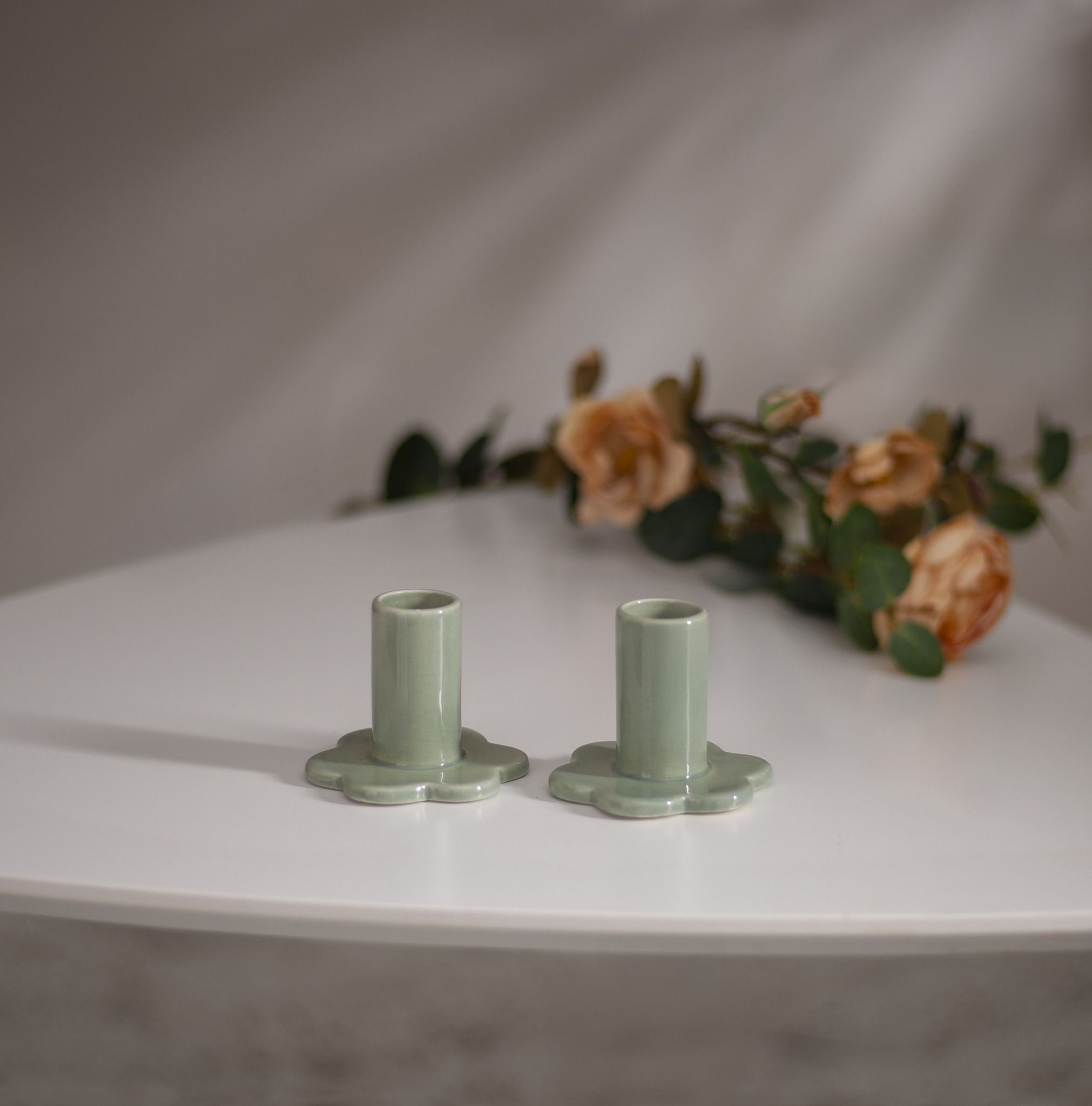 Kerzenhalter 2-p Bloom - Indoor, Grün, 6.00cm Höhe