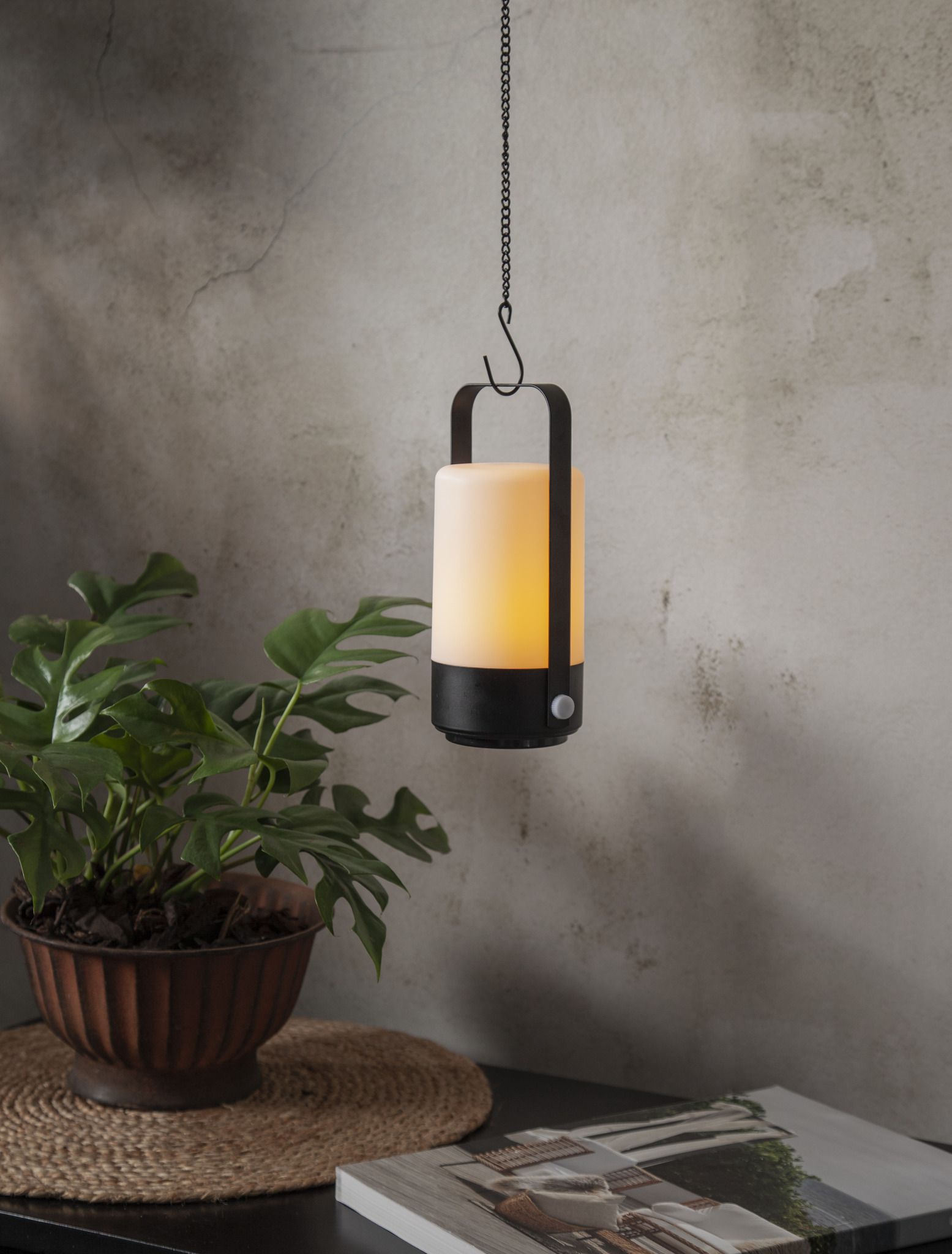 LED Laterne Flame - Outdoor, Schwarz, 19cm Höhe