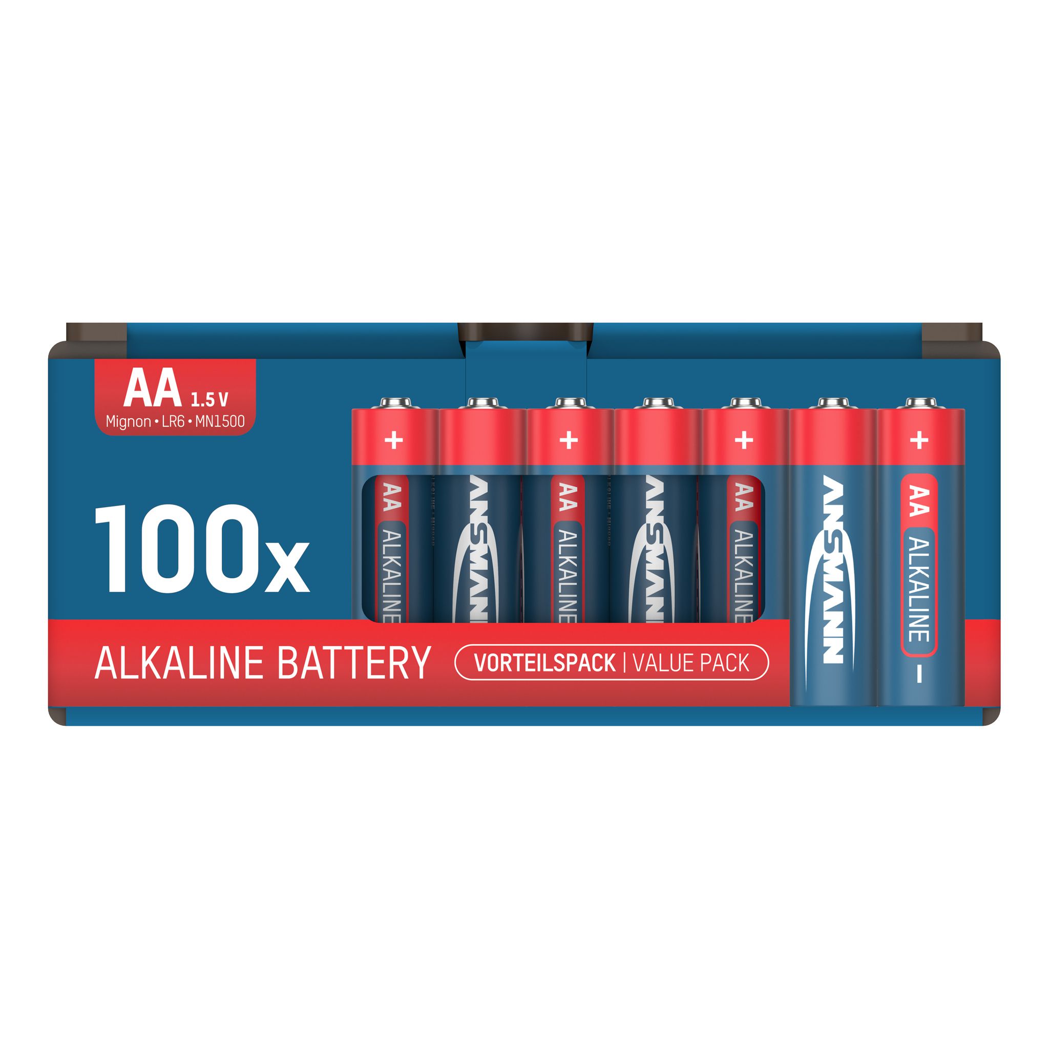 Alkaline Batterien 100er Vorteilspack 10x10 AA, POS-Lösung - LR6/AA Batterien 100er Box Retailverpackung