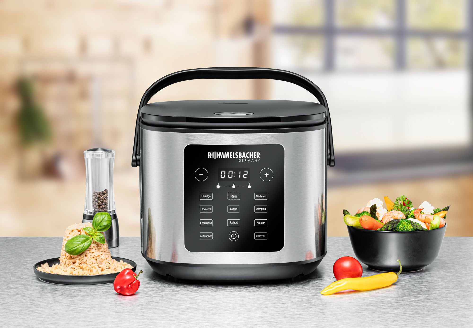 MULTI REISKOCHER MRK 950 - Multireiskocher, Edelstahl/schwarz, 860W