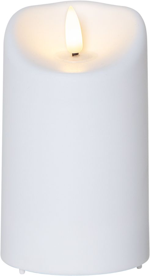 LED Pillar Kerze Flamme - Outdoor, Weiss, 13cm Höhe, Timerfunktion