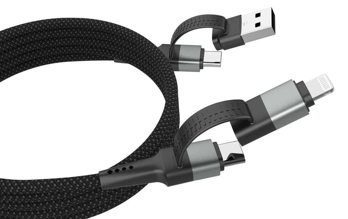 Magnetisches Kabel USB-A oder USB-C auf USB-C oder Lightning - 120 cm,  schwarz