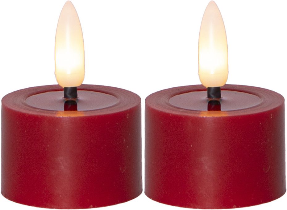 LED Teelicht 2 Pack Flamme Flow - Indoor, Rot, 5cm  Höhe, Timerfunktion
