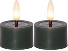 LED Teelicht 2 Pack Flamme Flow - Indoor, Grün, 5cm  Höhe, Timerfunktion