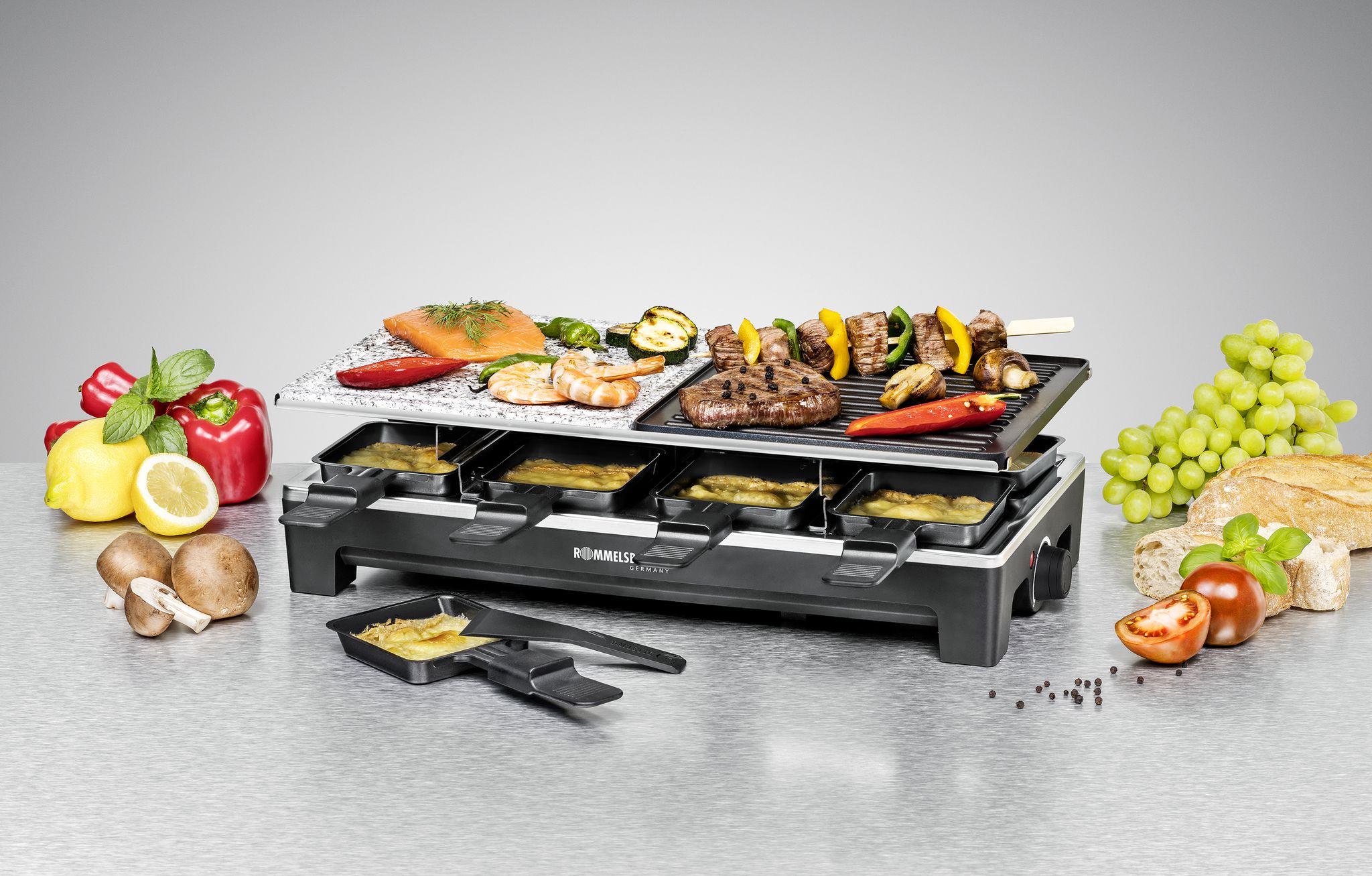 Griglia per raclette RCS 1350 - Raclette Grill , Edelstahl/schwarz, 1350W