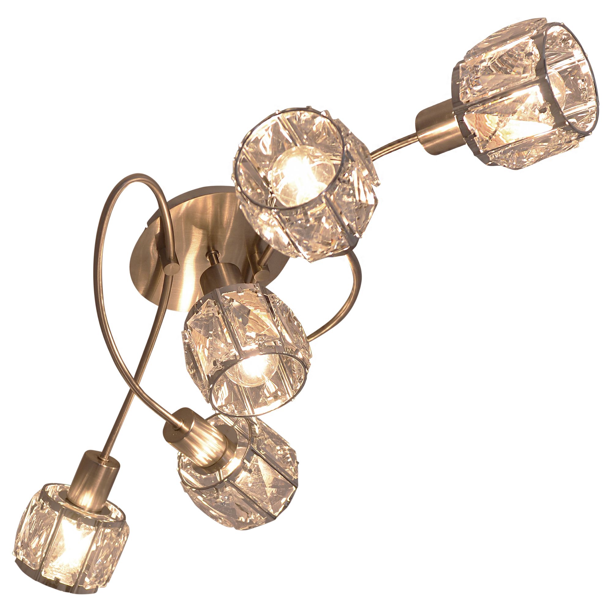 LED Deckenleuchte Josefa - E14,5x4W, 5x475lm, 3000K, IP20, stahl-blank, nicht dim., Leuchtmi. inkl., L=610mm, B=210mm, H=240mm