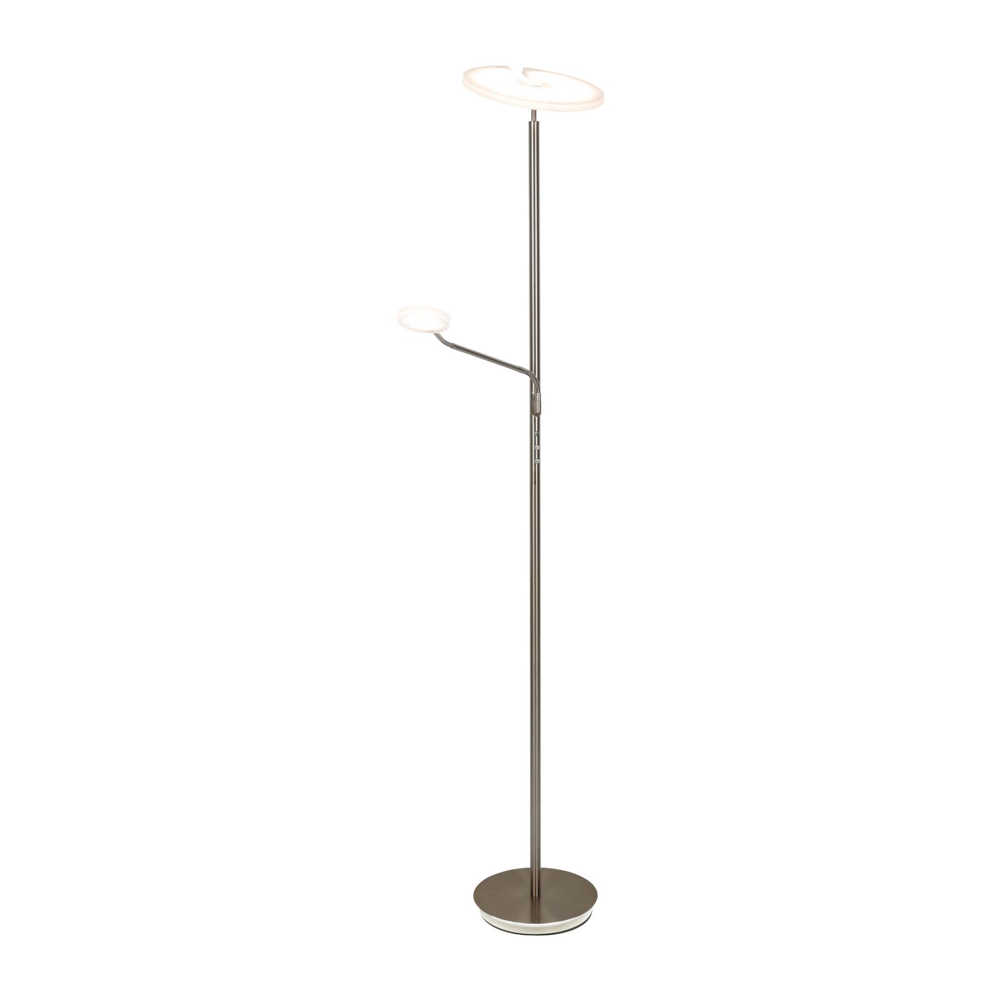 LED-CCT Stehleuchte  SAMIRO  inkl. Lesearm H: 180cm satiniert /stahl-blank - IP20, LED-Modul, Stahl-Blank