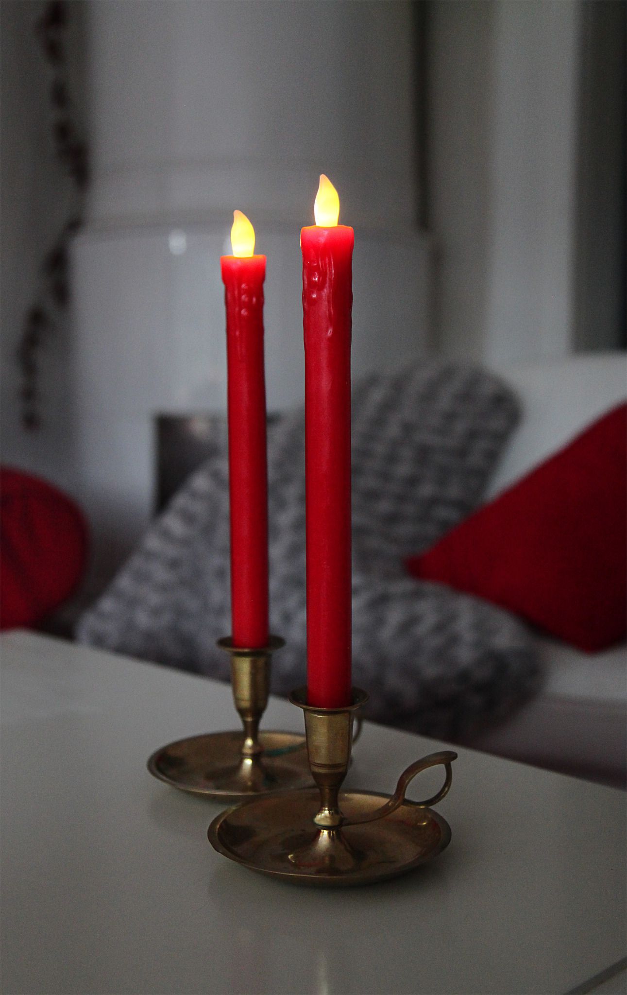 Bougie à Dîner à LED 2-Set Press - Indoor, Rot, 25cm Höhe, keine Timerfunktion