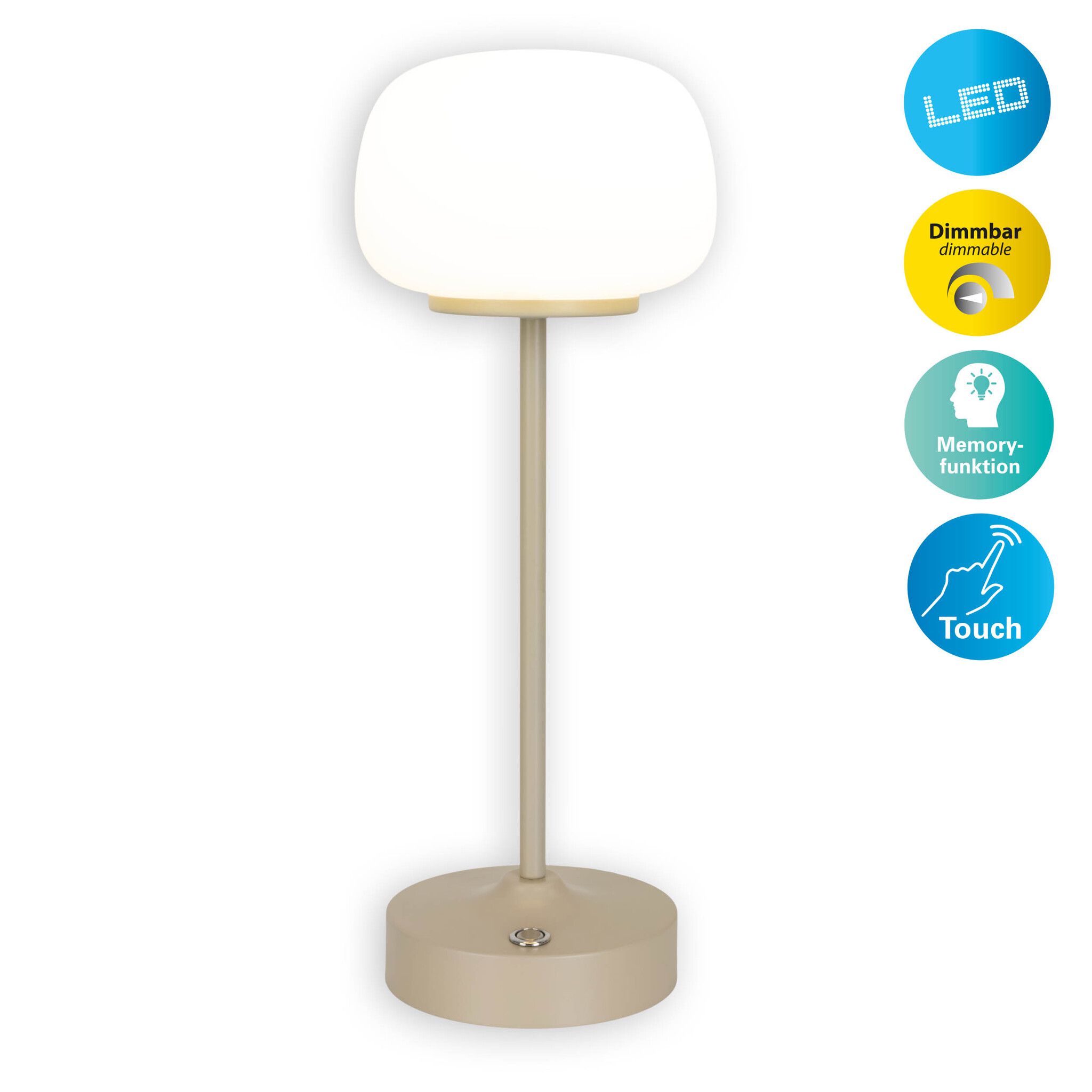 LED Akku- Tischleuchte PINA beige - LED-Modul, 6W, IP20