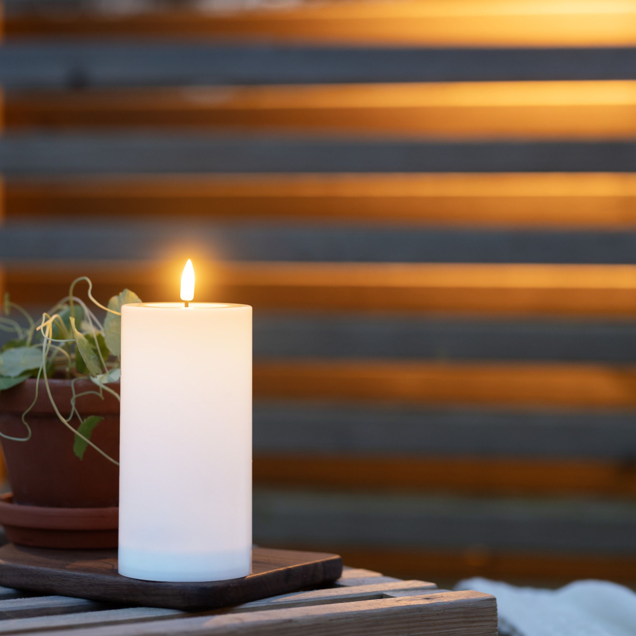 Solar Kerze Flamme Saul - Indoor, Outdoor, Warmweiss, Weiss