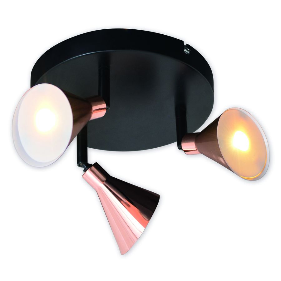 3er LED-Wand-u. Deckenspot Copper - LED fest verbaut, 3000K, warmweiss