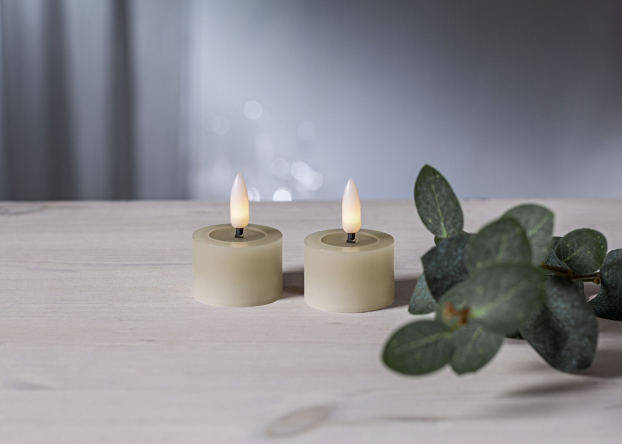 LED Teelicht 2 Pack Flamme Flow - Indoor, Beige, 5cm  Höhe, Timerfunktion