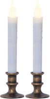 LED Dinner Kerze 2er Pack Mette - Indoor, Bronze, 23cm Höhe, Timerfunktion