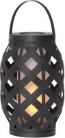 LED Laterne Flame - Outdoor, Schwarz, 23cm Höhe, Timerfunktion