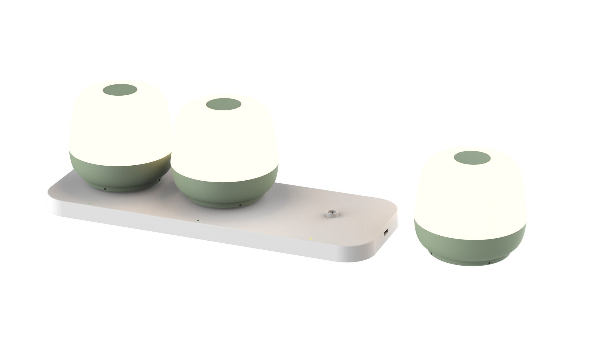 Akku-Tischleuchten 3er Set mit Ladestation MoveGlow grün - 2700K,160lm, IP20