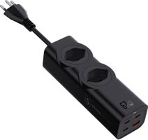 67W GaN Fast Charging Station - 2x T13, Out: USB-C1/ C2/ C3: 67W PD, C1+C2 shared: 45W + C3: 20W, USB-A: 5W, GaN, 1.5m Kabel,schwarz