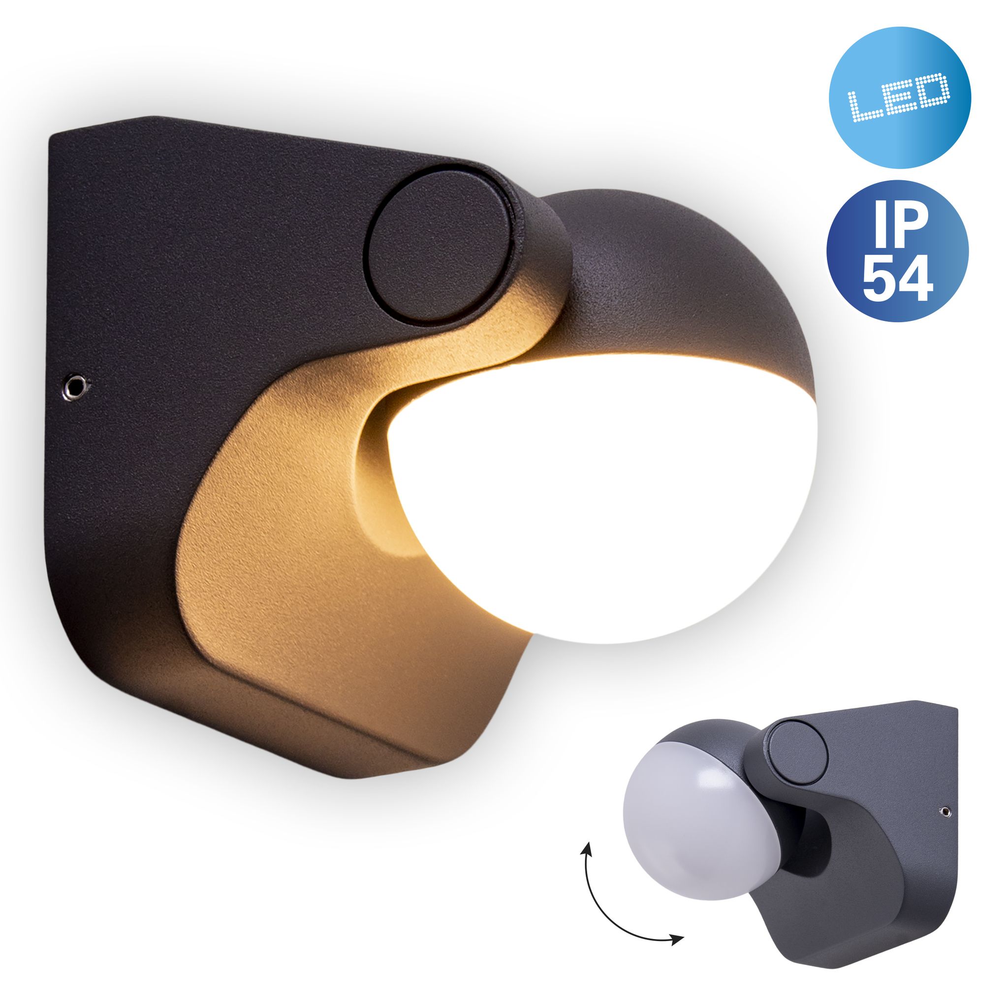 LED Außen Wandleuchte Pallas - IP54, warmweiss, 6W