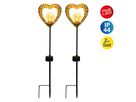 2er-Set LED-Solarleuchte HERZ mit Erdspieß H: 59 cm - IP44, 0.06W, Warmweiss