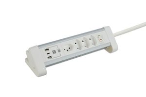 ALU DESKTOP USB-C - 4xT13, 1x USB-C / 2x USB-A max. 3.4A / PD 20W, 2.0m Zuleitung, weiss