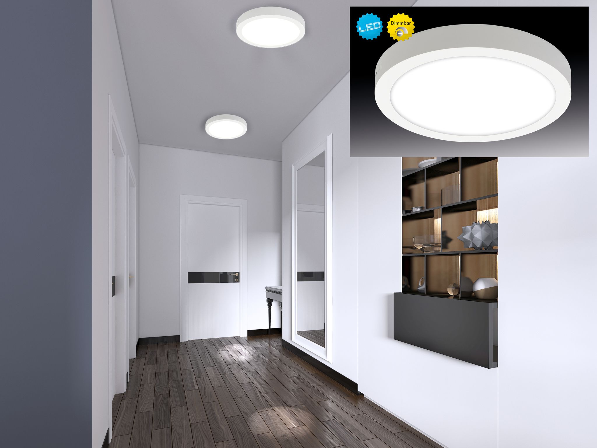 LED Aufbaupanel dimmbar Dimplex d:30cm - LED fest verbaut, 3000K, warmweiss