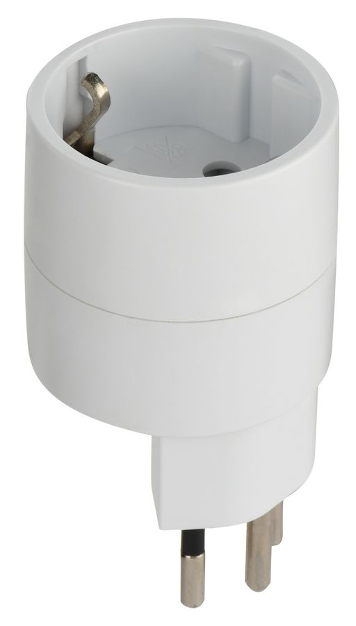 Reiseadapter NO BLOCK - Eingang: Schuko Typ F | Ausgang: Schweiz T12, 10A Sicherung, weiss, VPE10
