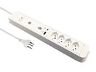 PRINCIPIO+ USB AC 65W - PD65W 1x USB-C, 1x USB-A, 4x T13, 2m Kabel, weiss