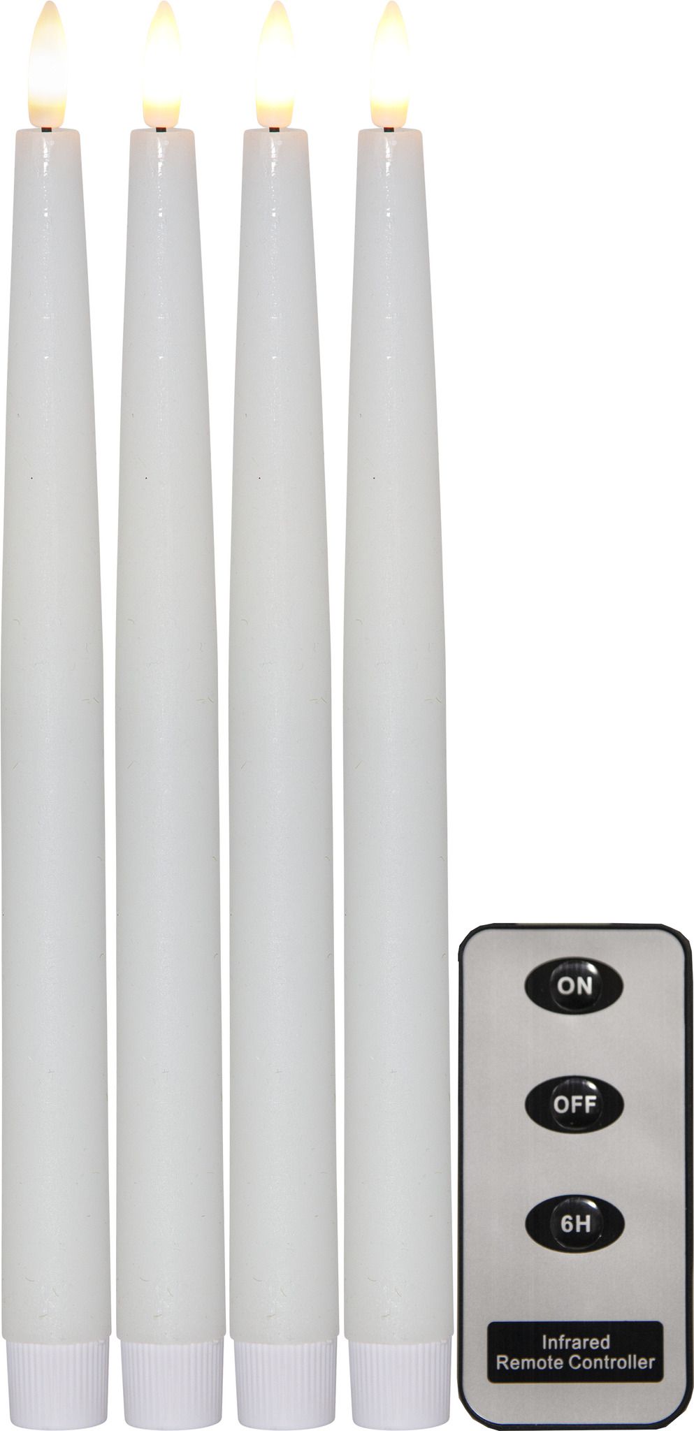 LED Dinner Kerze 4P Flamme - Indoor, Weiss, 28.5cm, Timerfunktion