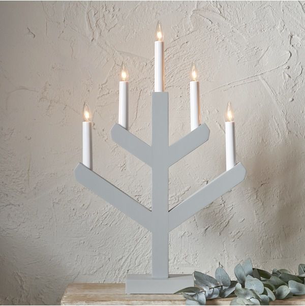 Kerzenleuchter Vinga - IP20, Grau, Warmweiss