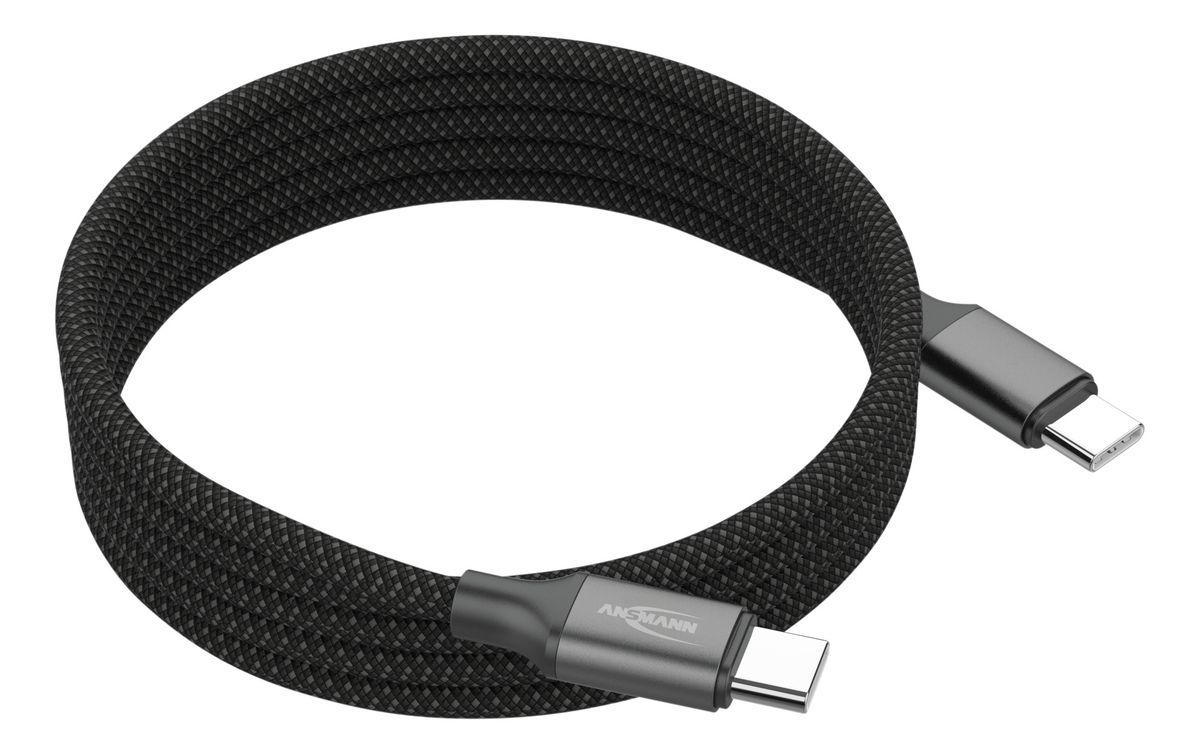Magnetisches Kabel USB Typ-C auf USB Typ-C - 120 cm,  schwarz