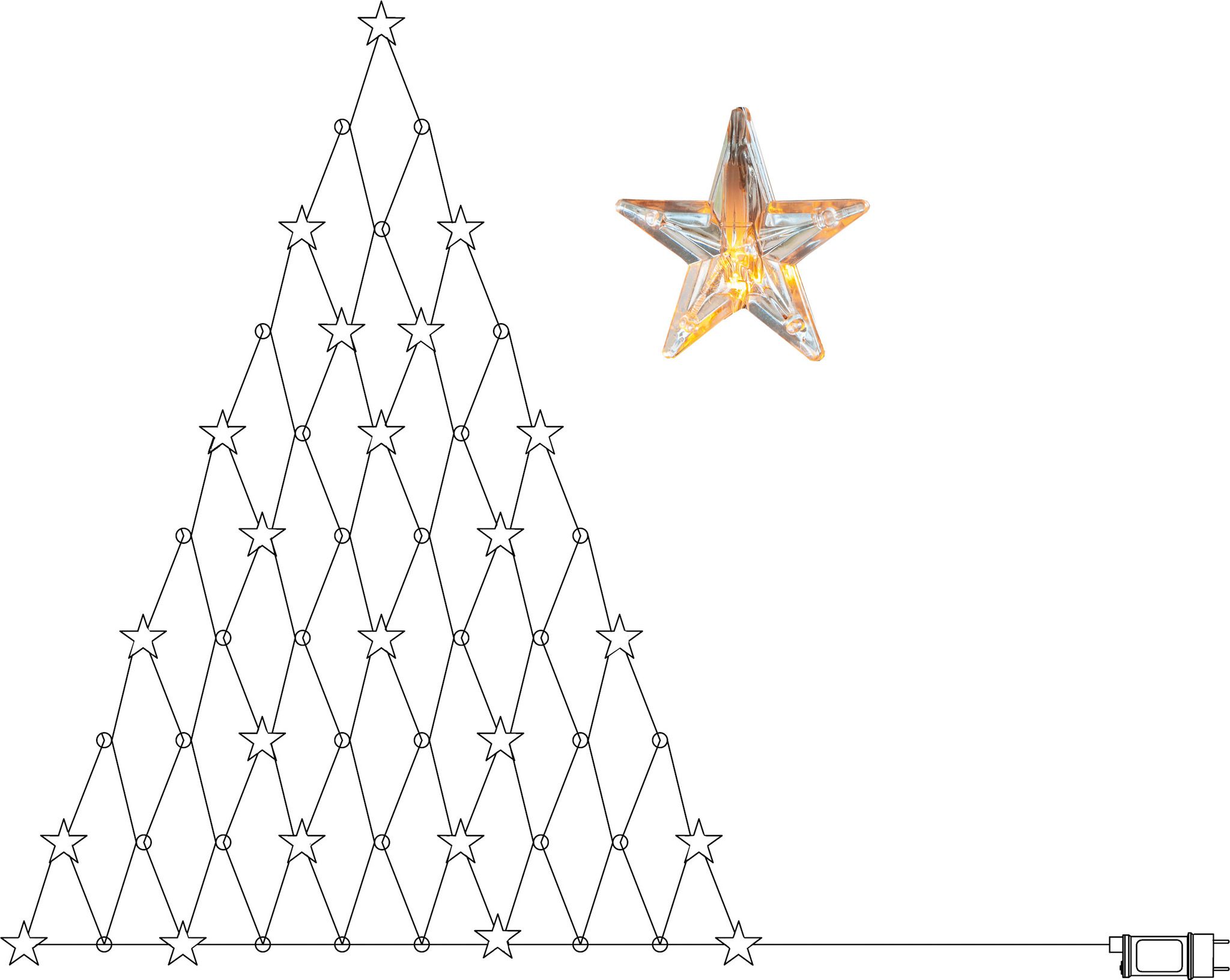 Netzlichterkette Star Curtain - IP20, Warmweiss, 55 LED