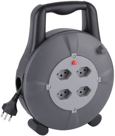Box de câble - 5m Kabel, H05VV-F 3G1.0, 4xT13, 10A, Thermoschutzschalter, Griff, grau/schwarz