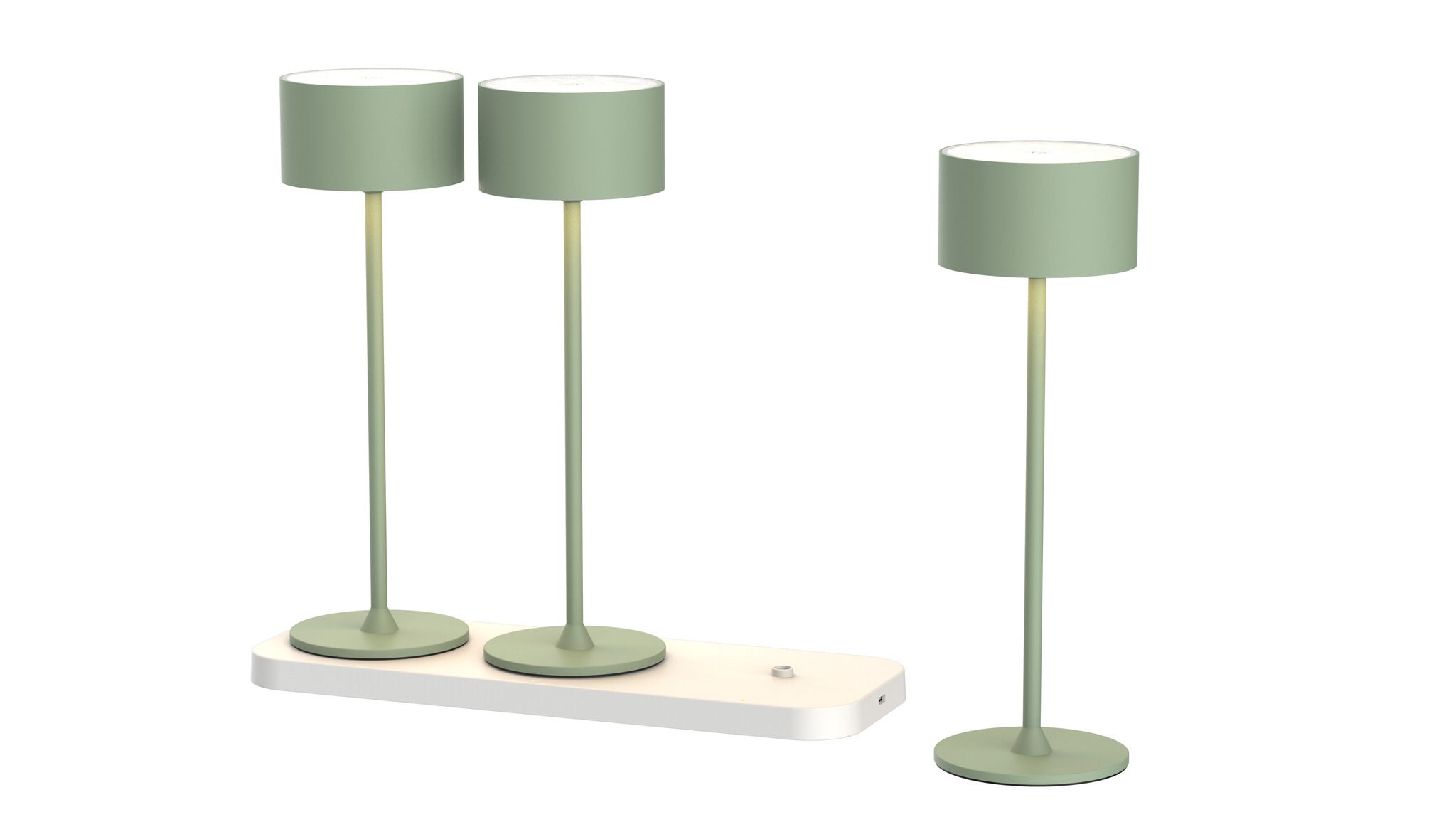 Akku-Tischleuchten 3er Set mit Ladestation Tavolo grün - 3000-6500K,150lm, IP20