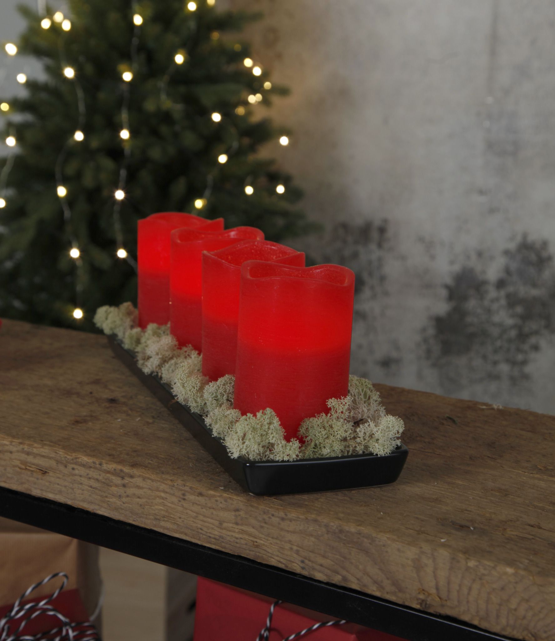 LED Pillar Kerze 4er Pack May - Indoor, Rot, 12.5cm Höhe, Timerfunktion