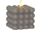 LED Pillar Kerze Flamme Dot - Indoor, Grau, 9.5 cm höhe, Timerfunktion