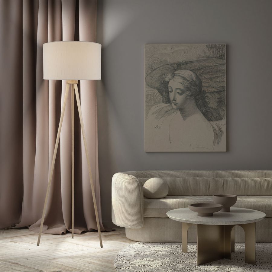 Stehleuchte  ARDITA  H: 152cm beige - IP20, E27, Beige