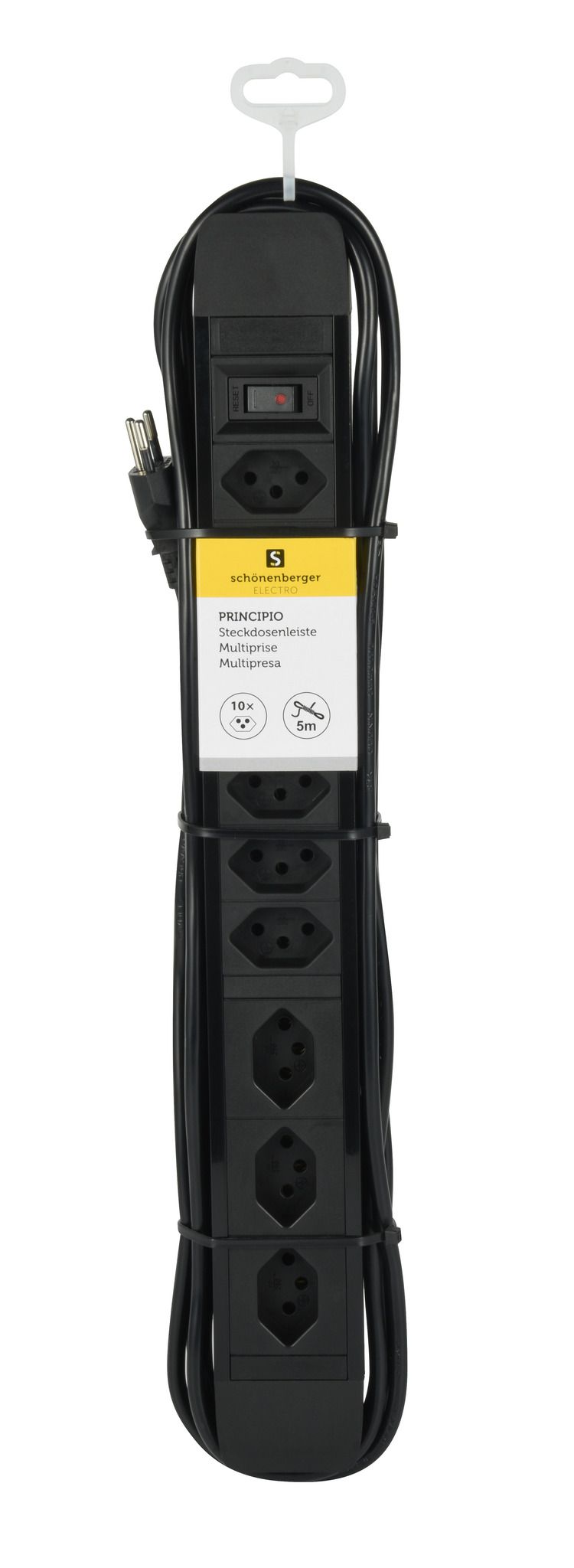 PRINCIPIO 3xH/7xV - 10x T13 (3x horizontal / 7x vertikal), 5.0m Kabellänge, Schalter, schwarz