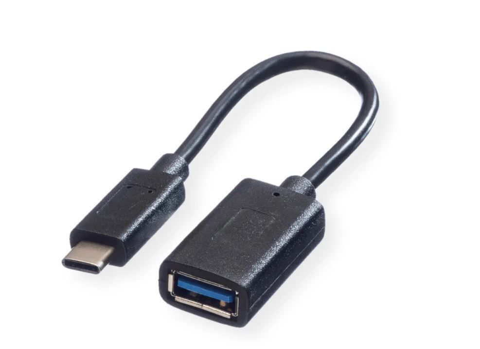 Kabel USB-C auf USB-A Eingang - USB 3.2 Gen 1 Kabel, USB Typ C - A, ST/BU, OTG, schwarz, 0,15 m