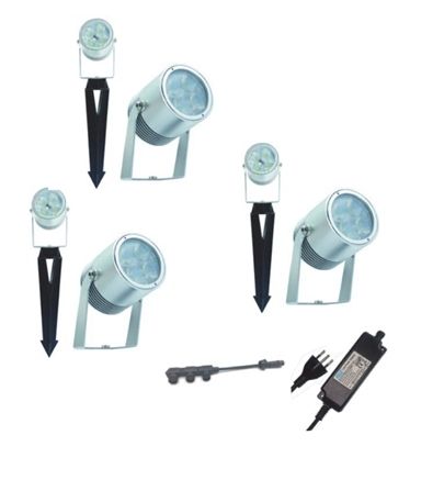 LED Gartenstrahler 3er Set  KOLIBRI (4W) - 3x4W, 3x 370lm, 2700K, IP67, CRI 80, 40°, alu. eloxiert, nicht dimmbar, D=46mm, L=48mm