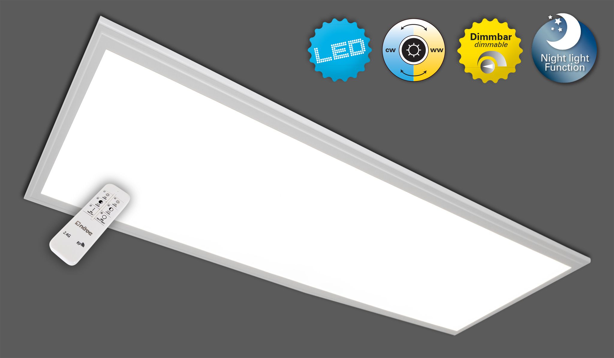 LED Wand u. Deckenleuchte Salta - LED fest verbaut, 2700-6500K, warm-kaltweiss
