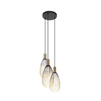 3er Pendelleuchte  WIRELLA  L: 48cm schwarz/gold - IP20, GU10, Schwarz-Gold